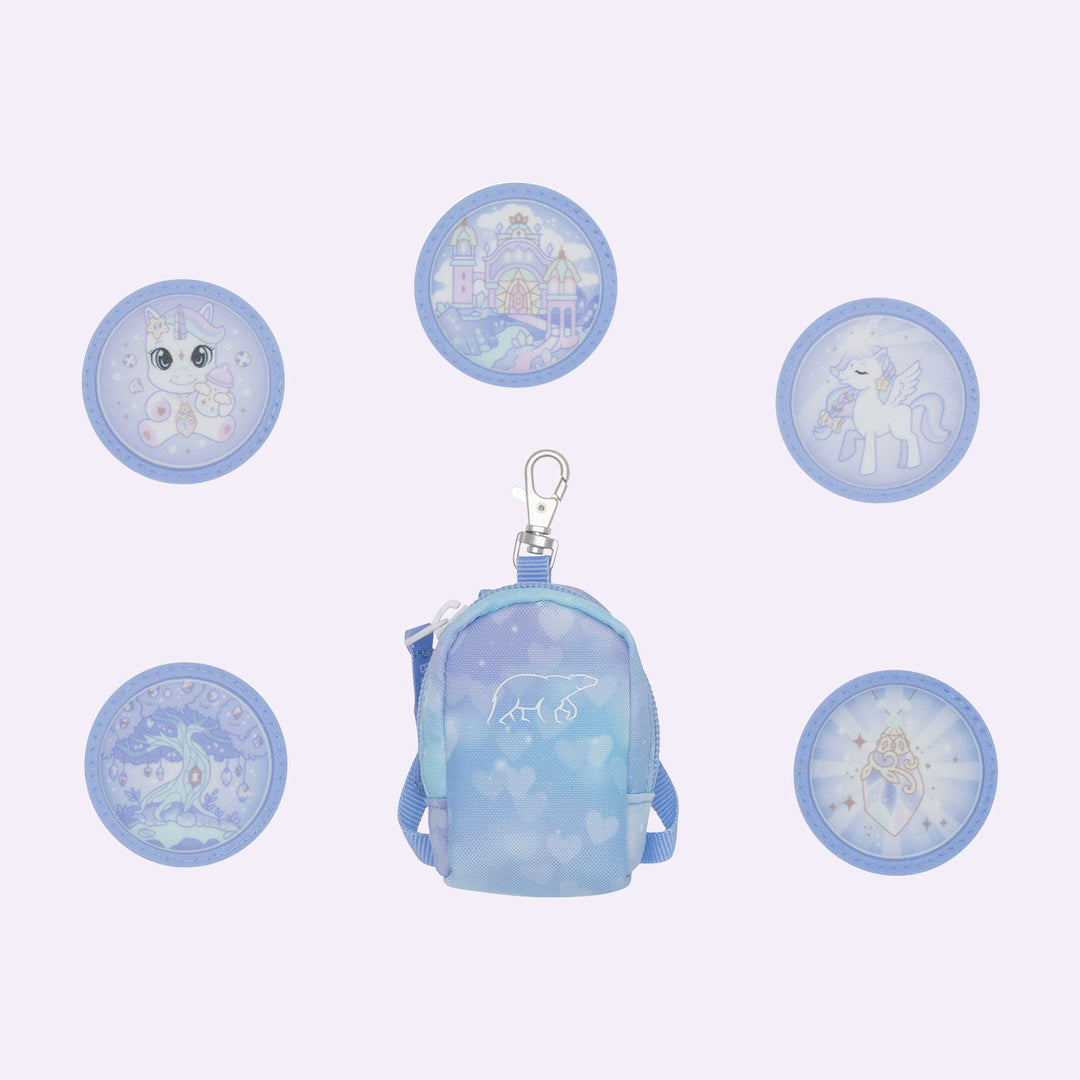 Mini-sekk med buttons, Unicorn Princess Ice Blue