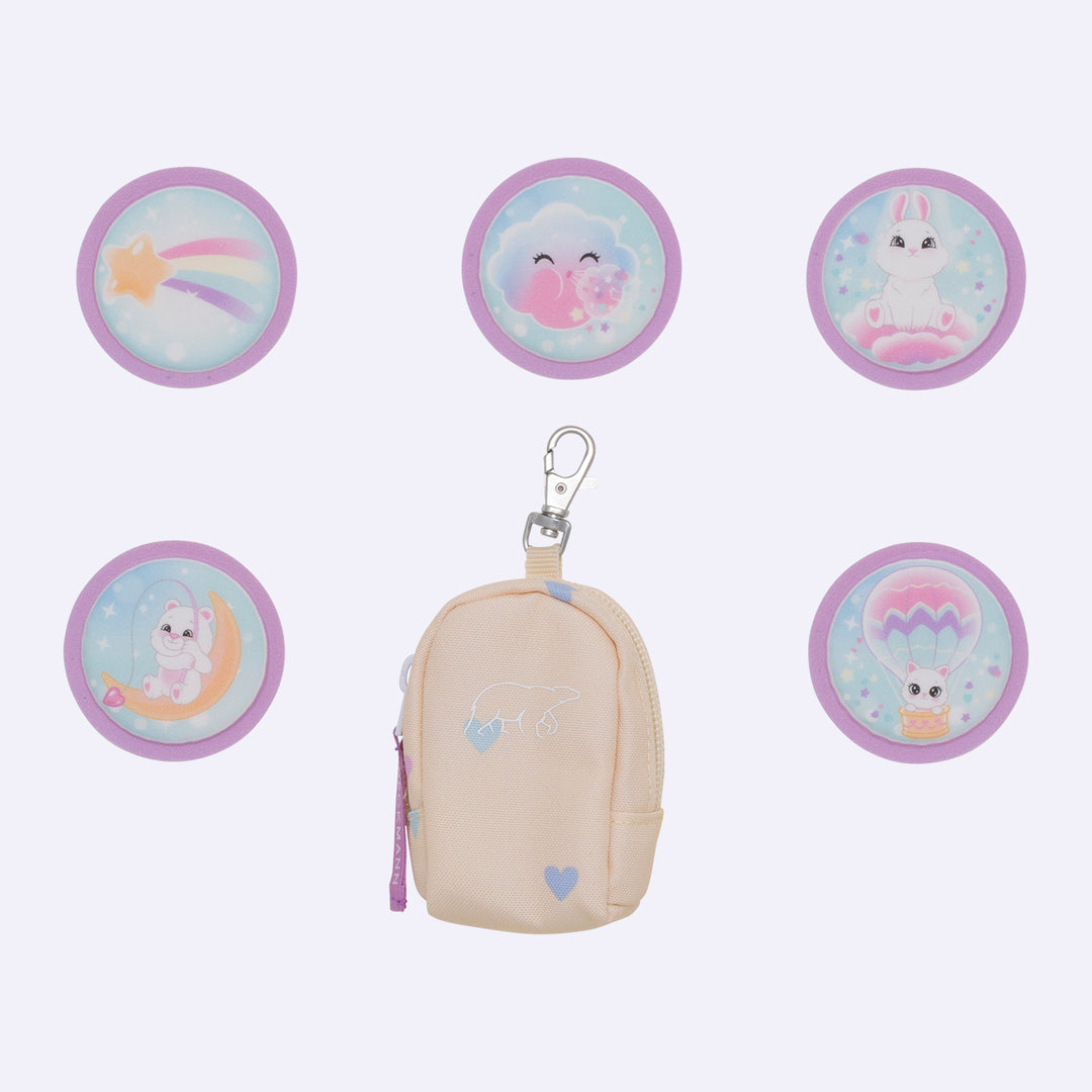 Mini backpack with buttons, Yellow Heart
