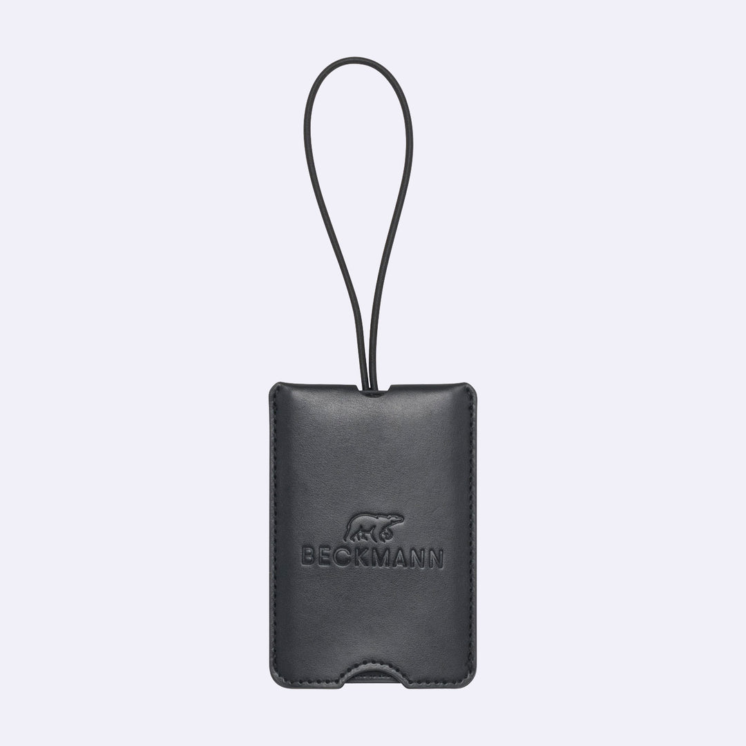 Black leather bag tag