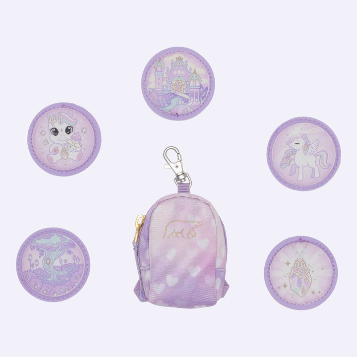 Mini backpack with buttons, Unicorn Princess Purple