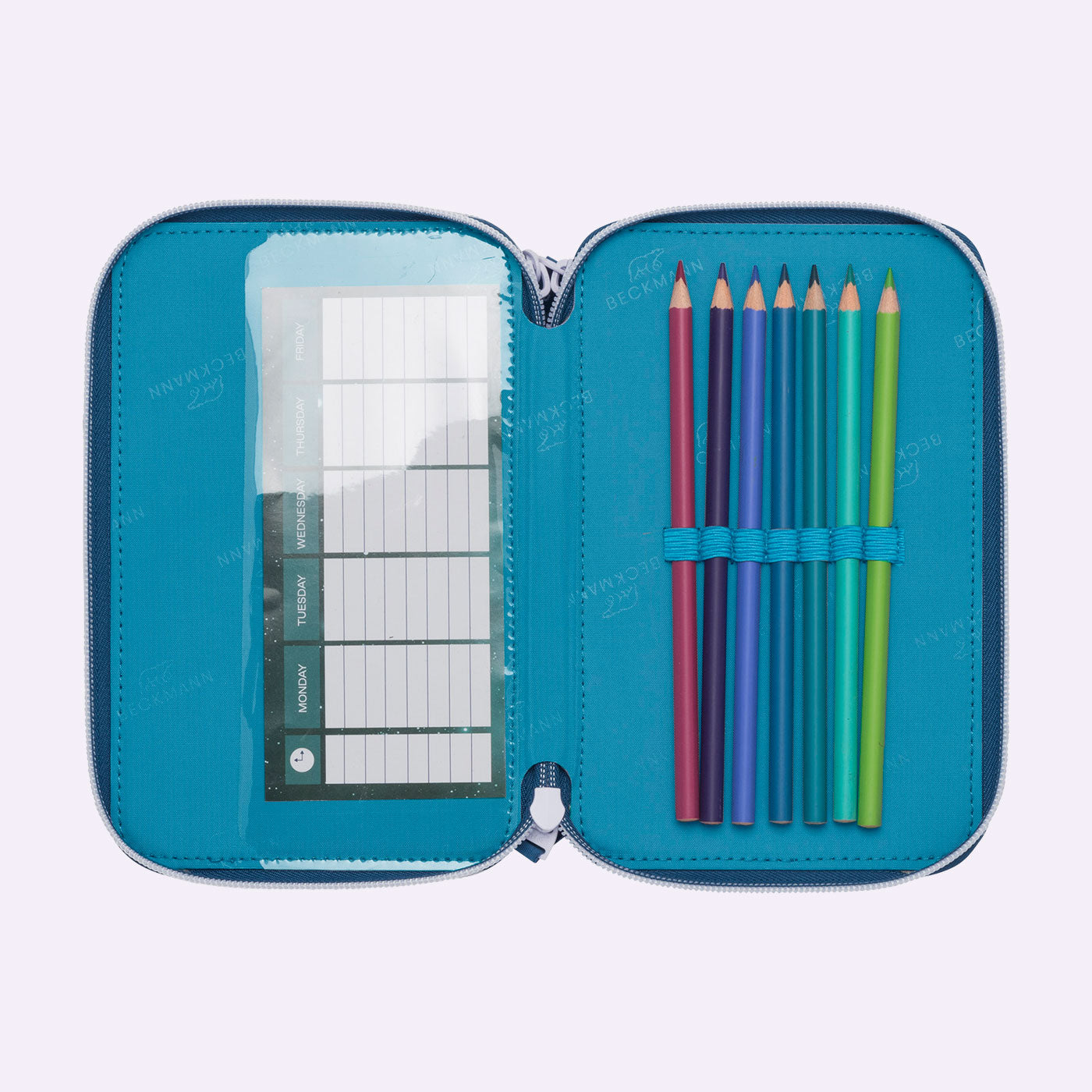 Three section pencil case with content, Ninja Master