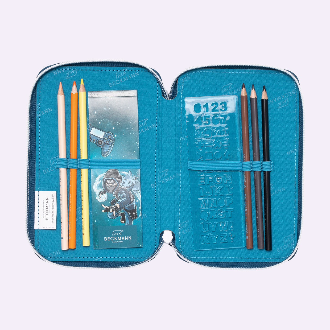 Three section pencil case with content, Ninja Master – Beckmann Norway