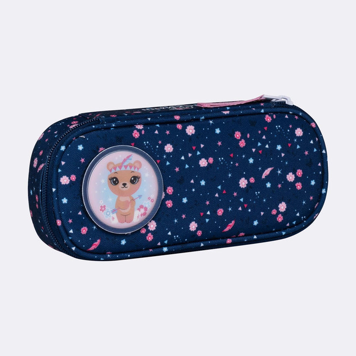 Oval pencil case, for 1-2nd grade, Forest Deer Blue