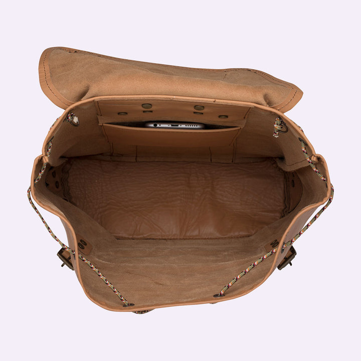 Leather backpack 18 liter, Nature
