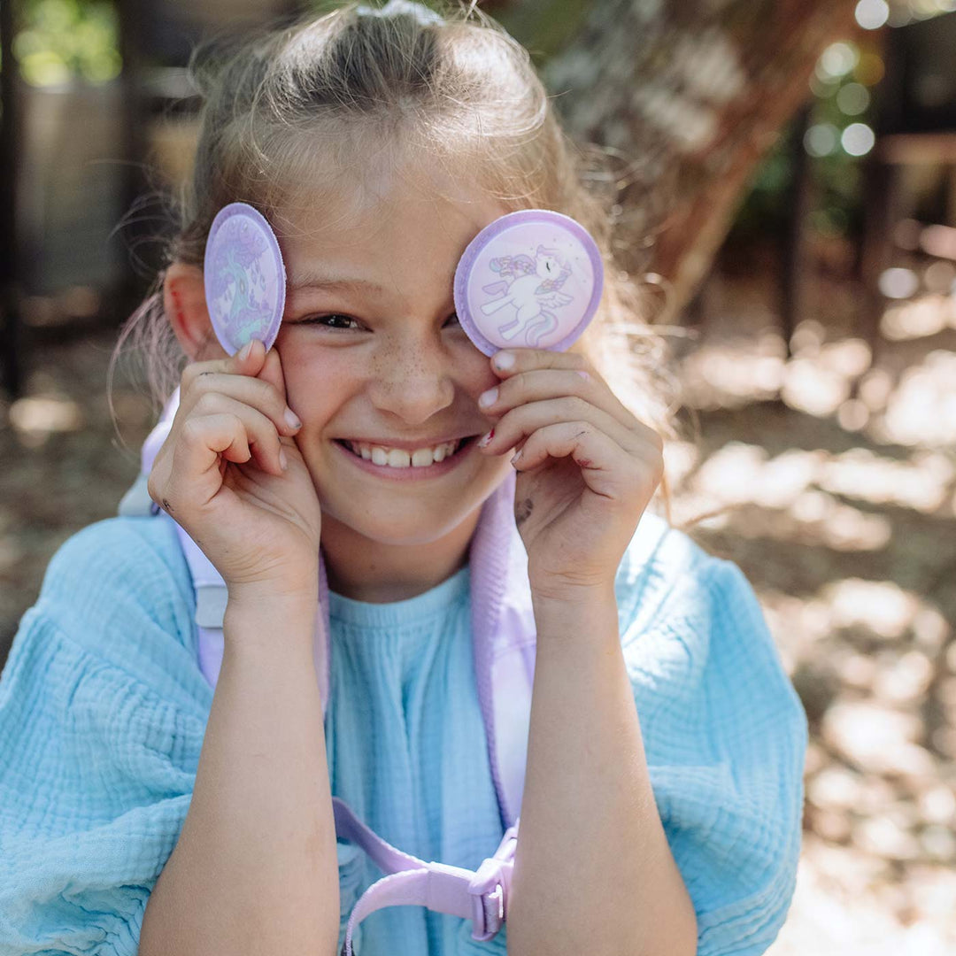 Mini backpack with buttons, Unicorn Princess Purple