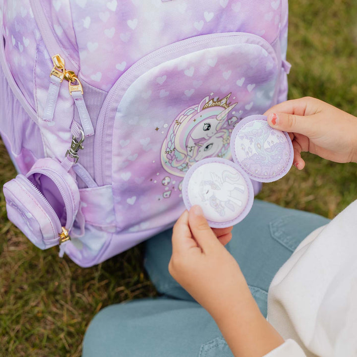 Mini backpack with buttons, Unicorn Princess Purple