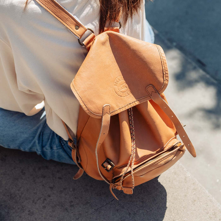 Leather backpack 18 liter, Nature