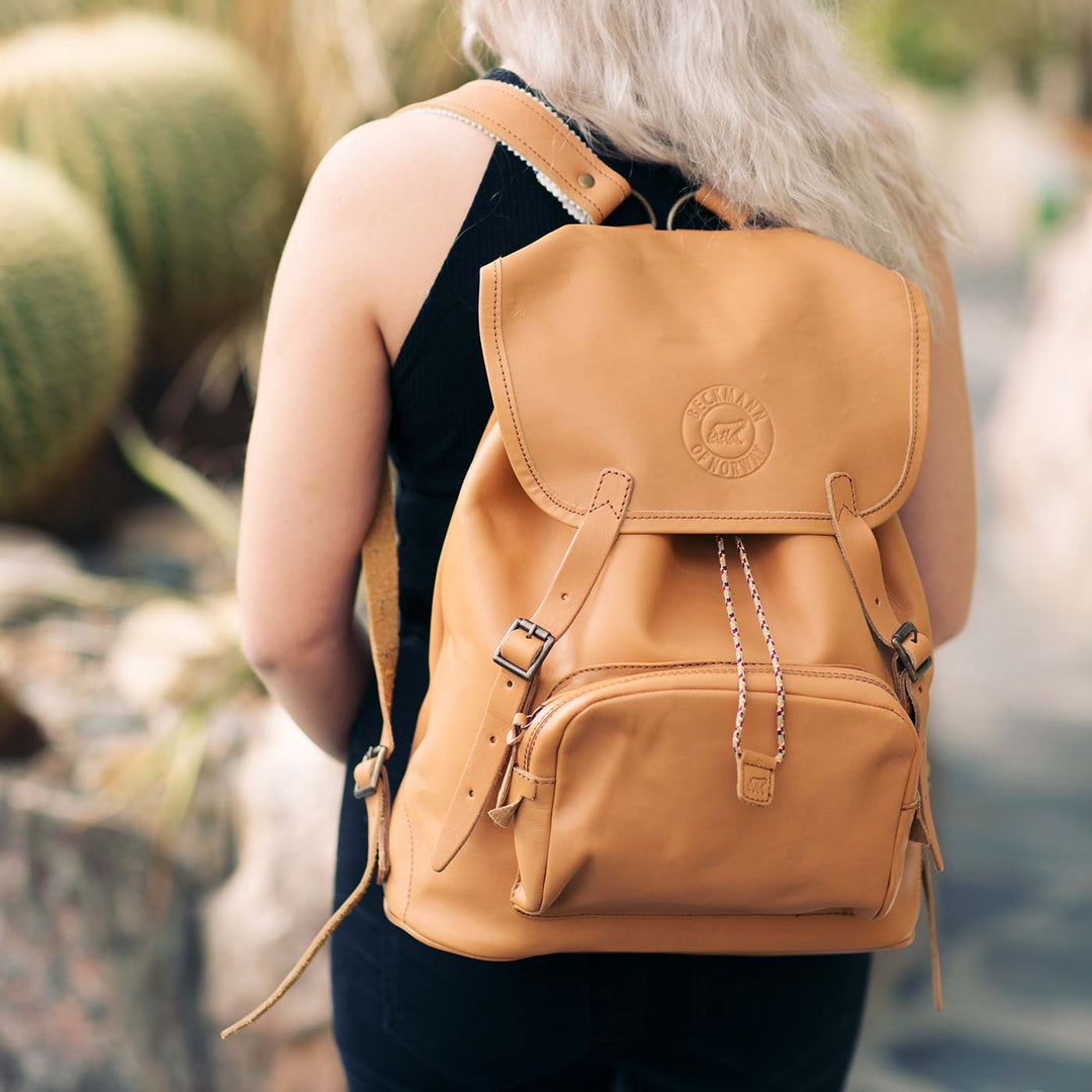 Leather backpack 27 liter, Nature