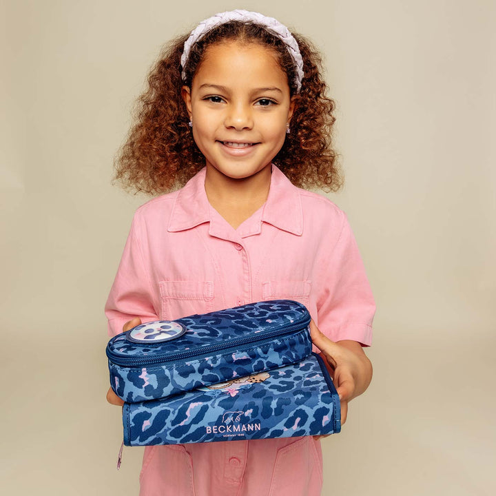 Single section pencil case with content, Cheetah