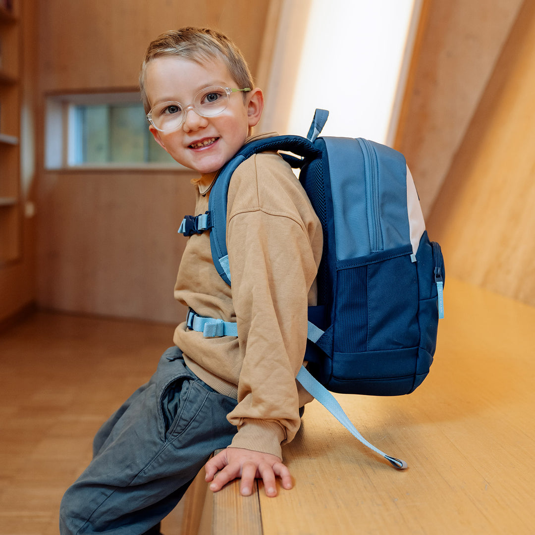images of a mini blue backpack Western Chief Kids Shark 19cm (h) x 6cm (d) x 15.5cm (w) Closure Type State - Blue/Light Blue Colorblock